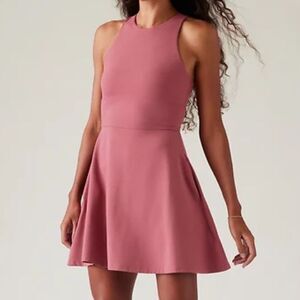 Athleta Pink Rose Jersey Stretch Conscious Dress Sz XS Tennis Golf Athleisure